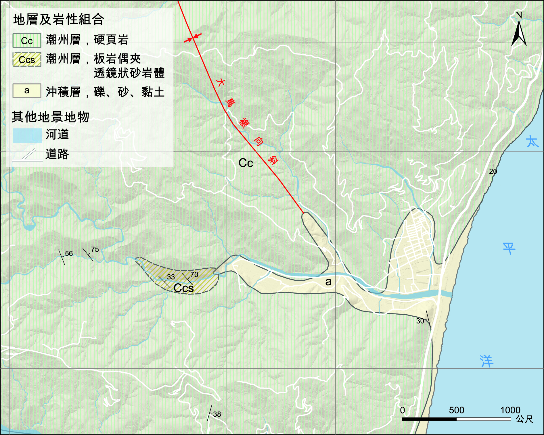 圖三　本圖幅範圍之地質圖。資料來源：林偉雄等，1993。