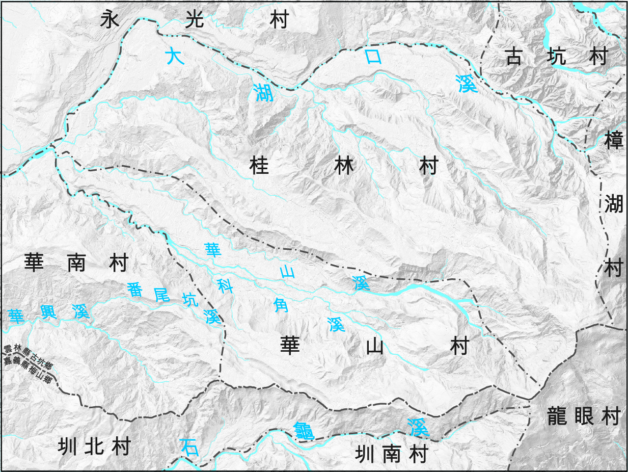 圖一 本圖幅涵蓋之行政區及水系